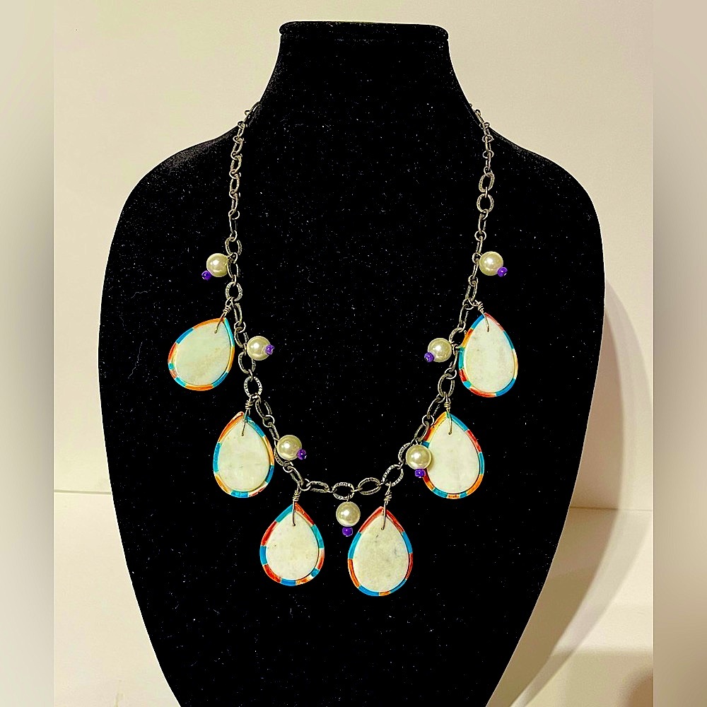 Stacey Turpen Navajo White Buffalo multicolor Stones Necklace